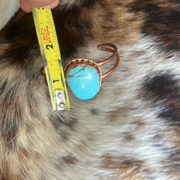 Navajo Turquoise Stone Copper Bracelet Cuff David Umpleby - Picture 7 of 7